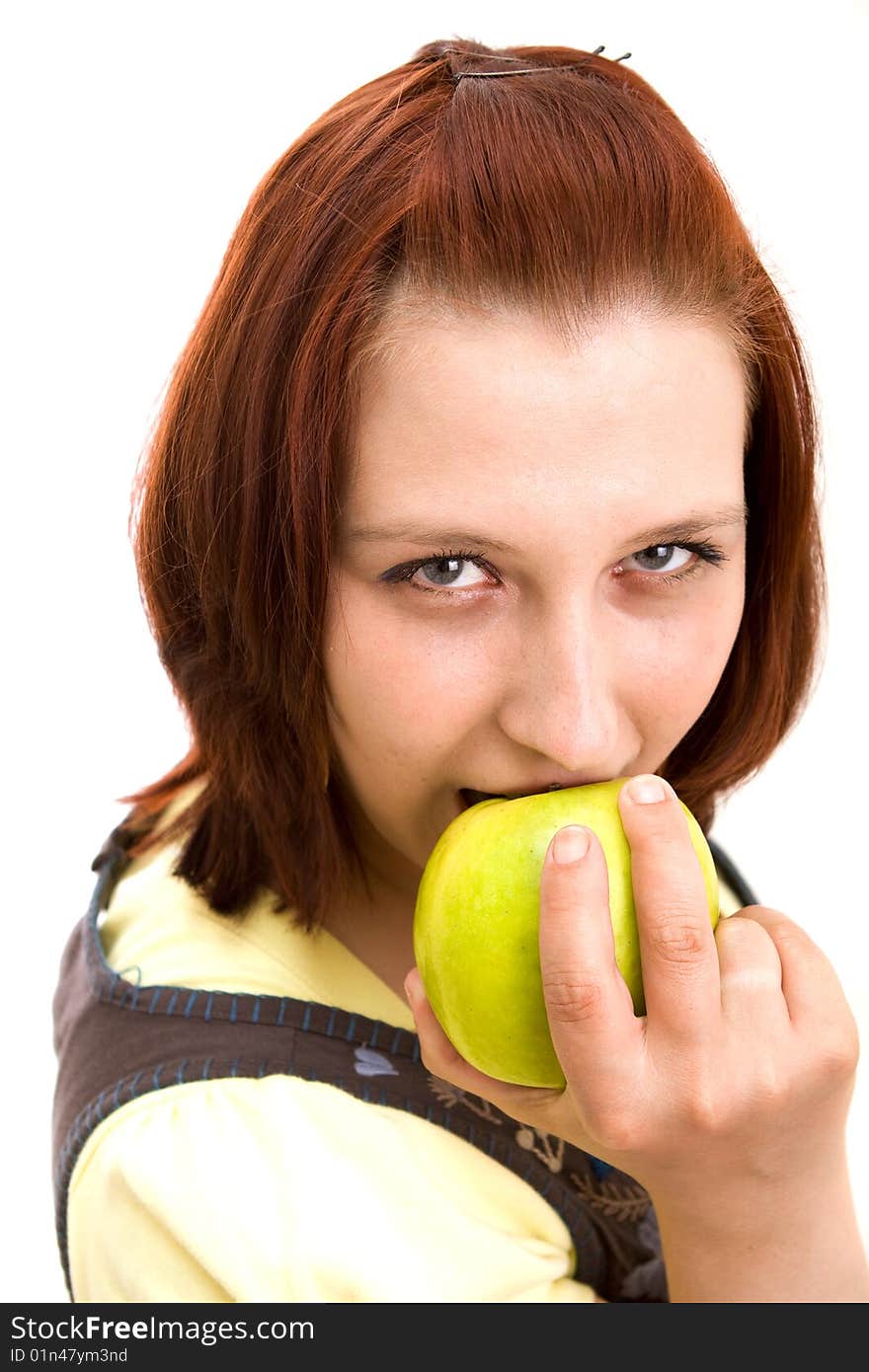 Woman eating vegetables