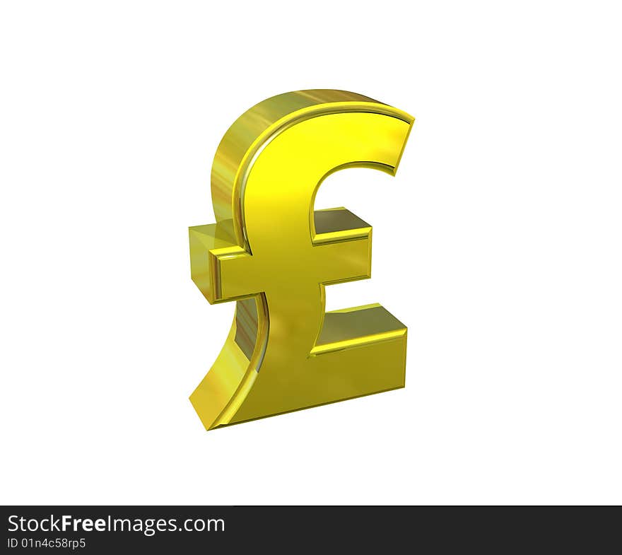 Golden pound symbol on white background