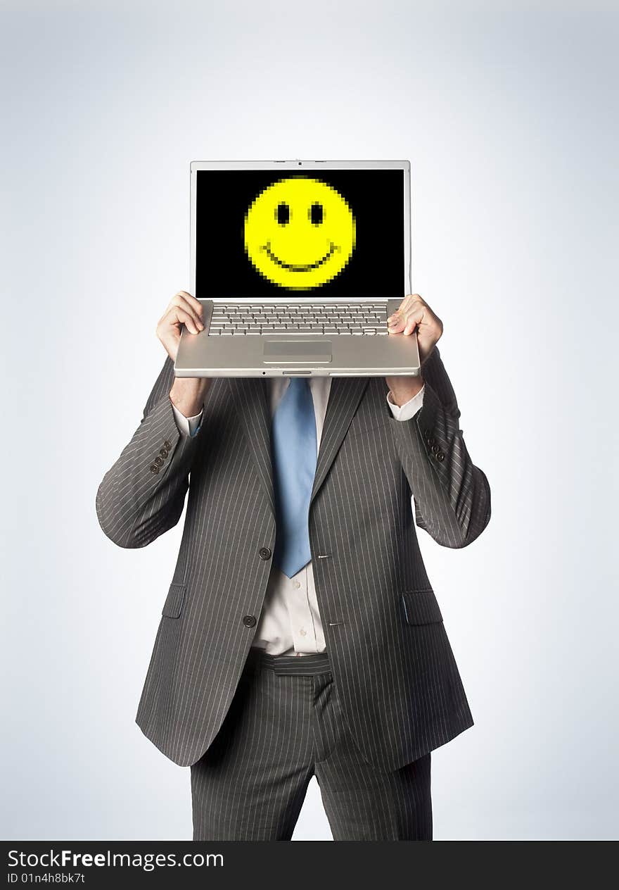 Happy male laptop