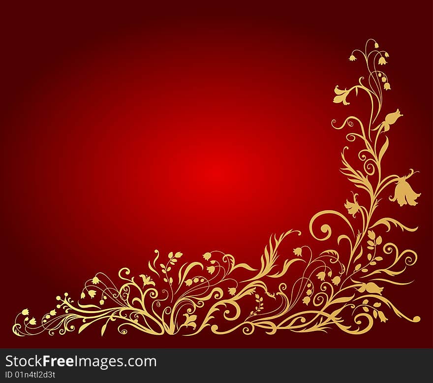 Vector Illuctration of floral golden pattern. Vector Illuctration of floral golden pattern