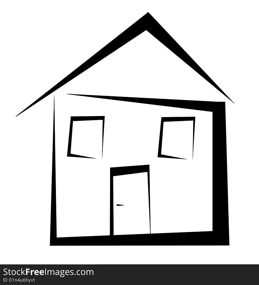 Simple house symbol with black lines