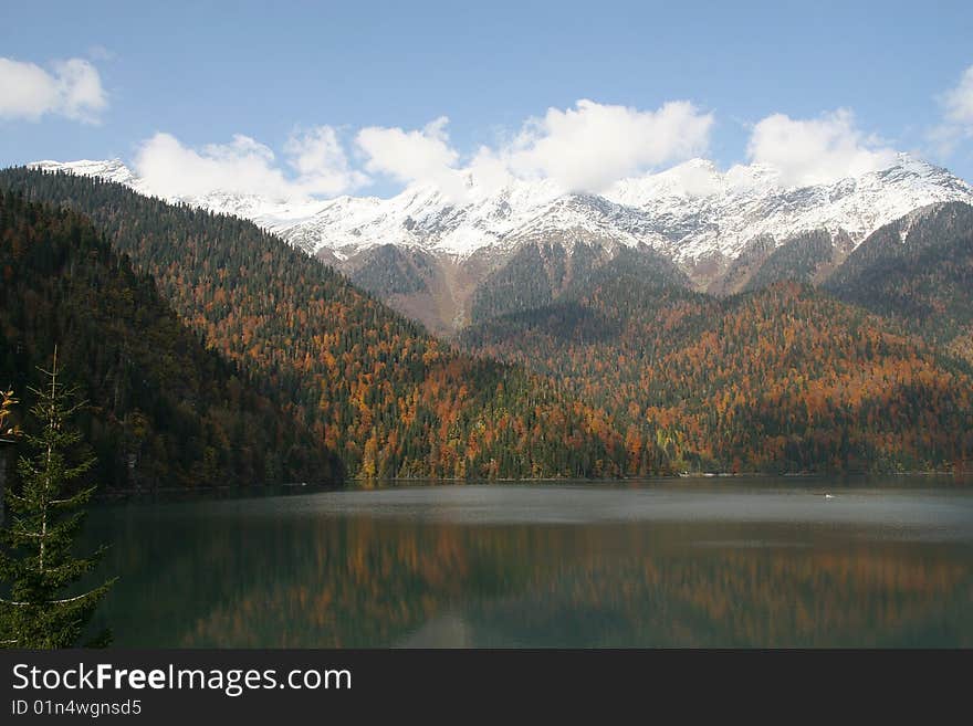 Lake Ritsa in a mountain part of Abkhazia. Lake Ritsa in a mountain part of Abkhazia