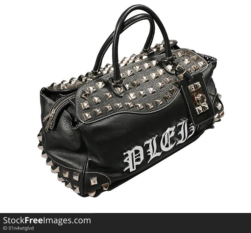 Black leathe bag with clipping path