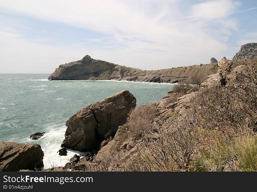 Coast of Black sea. Crimea. Sudak. Noviy Svet.Shaljapinsky track