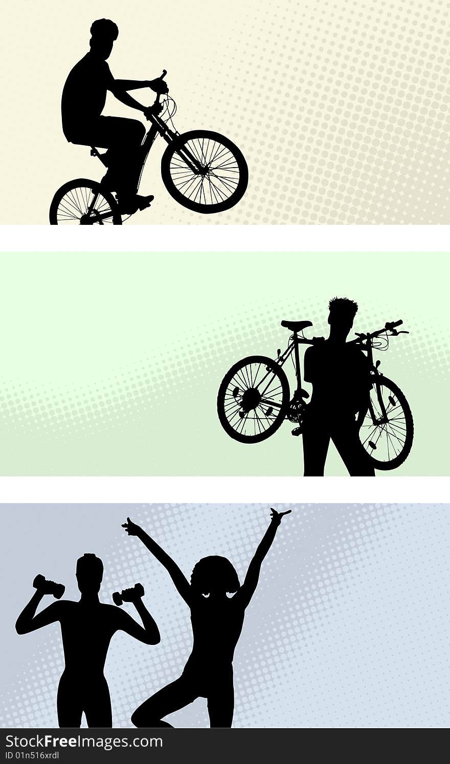 Lots of people - three vector set - banner