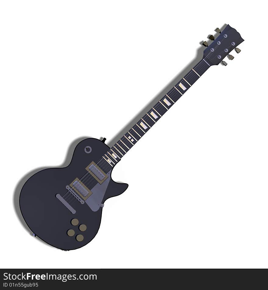 Image of electric guitar with shadow and Clipping Path