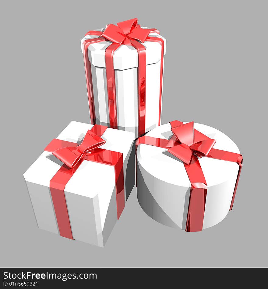 White gift boxes + Clipping paths (selection from a background)