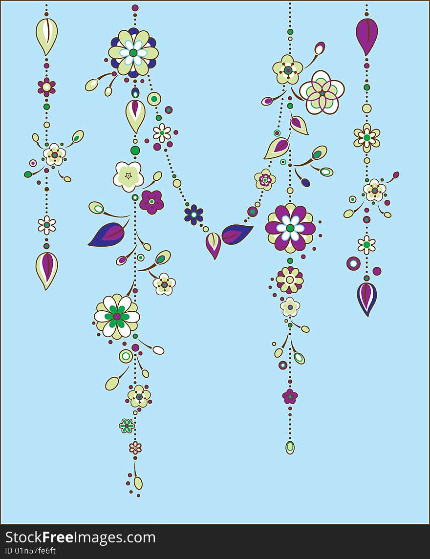 Vector Illustration of Decorative Wind Chimes with floral ornament design