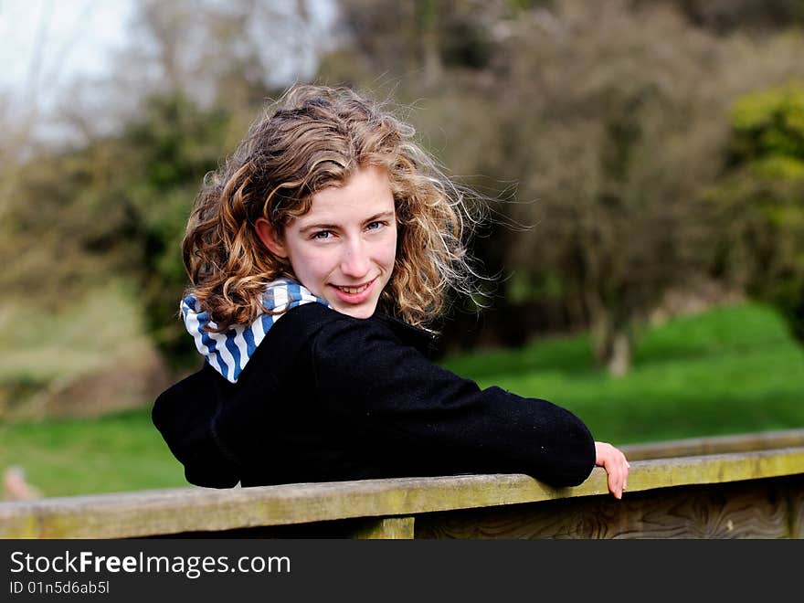 Portrait of pretty teenage girl in countryside. Portrait of pretty teenage girl in countryside