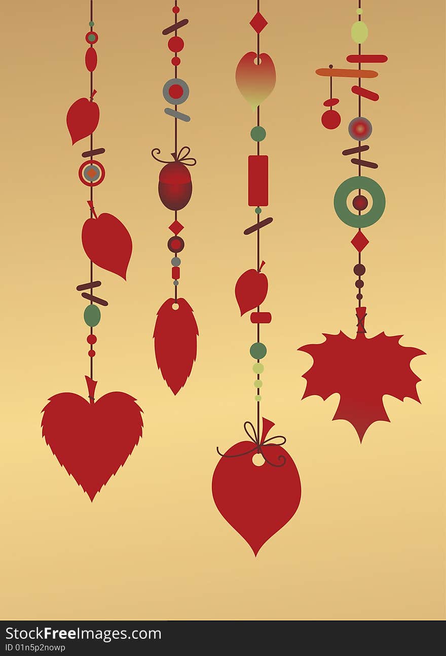 Vector Illustration of Decorative Wind Chimes with floral leaf shape design