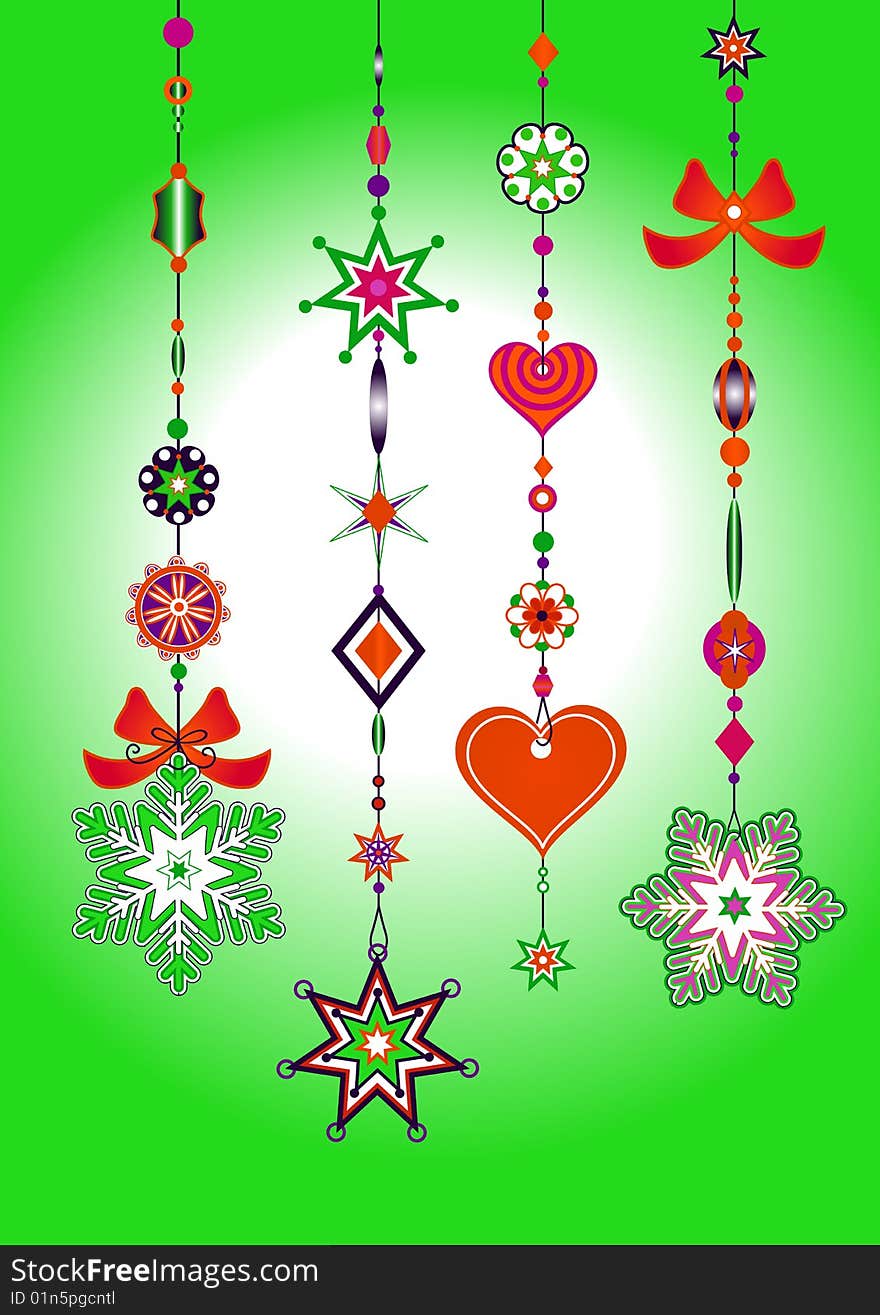 Vector Illustration of Decorative Wind Chimes with fanky snowflake shapes design