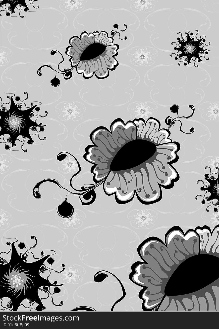 Vector illustration of   funky  flowers abstract pattern. Vector illustration of   funky  flowers abstract pattern