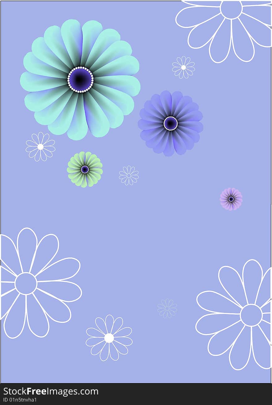 Vector illustration of floral abstract retro background. Includes the flowers in different sizes and colours