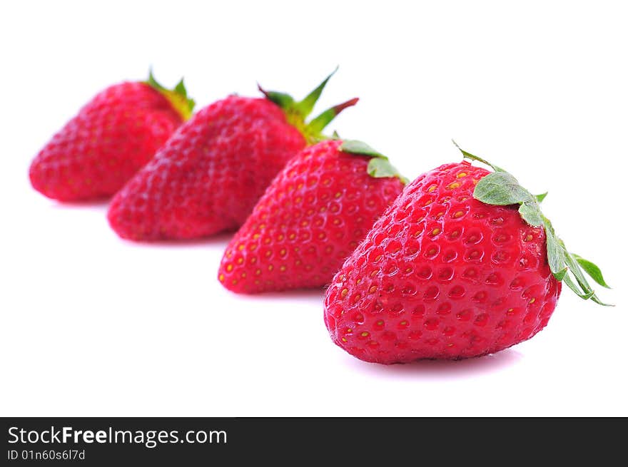 Group of tasty strawberries isolated on white