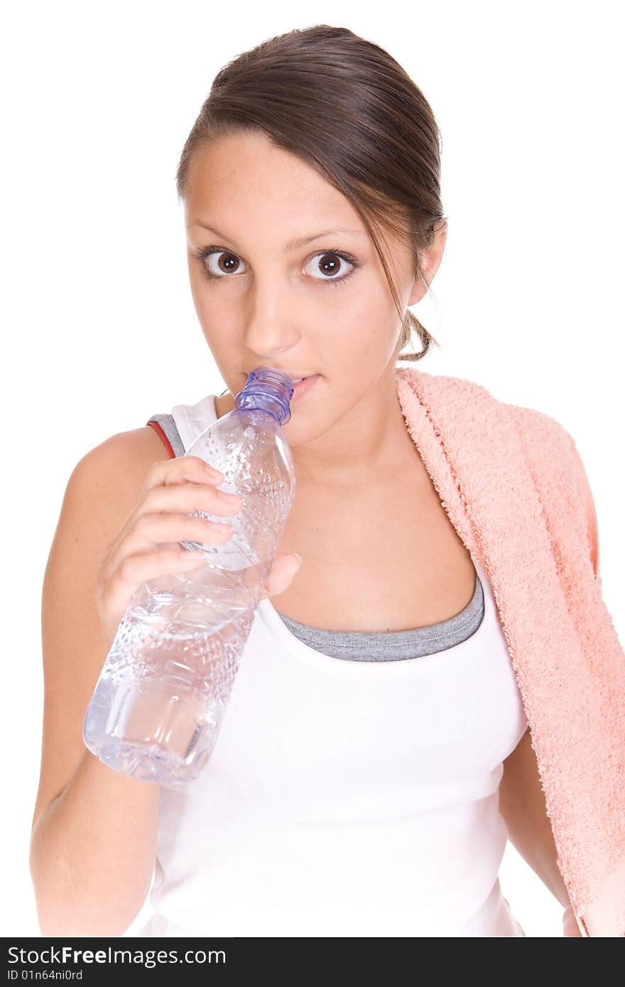 Pretty active girl over white background. Pretty active girl over white background