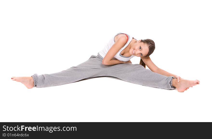 Pretty active girl over white background. Pretty active girl over white background