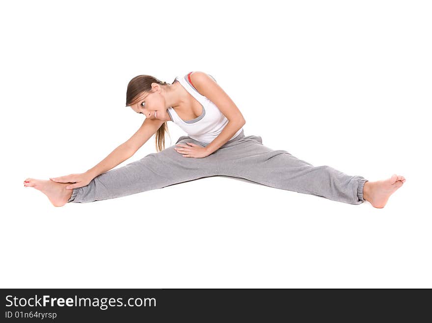 Pretty active girl over white background. Pretty active girl over white background