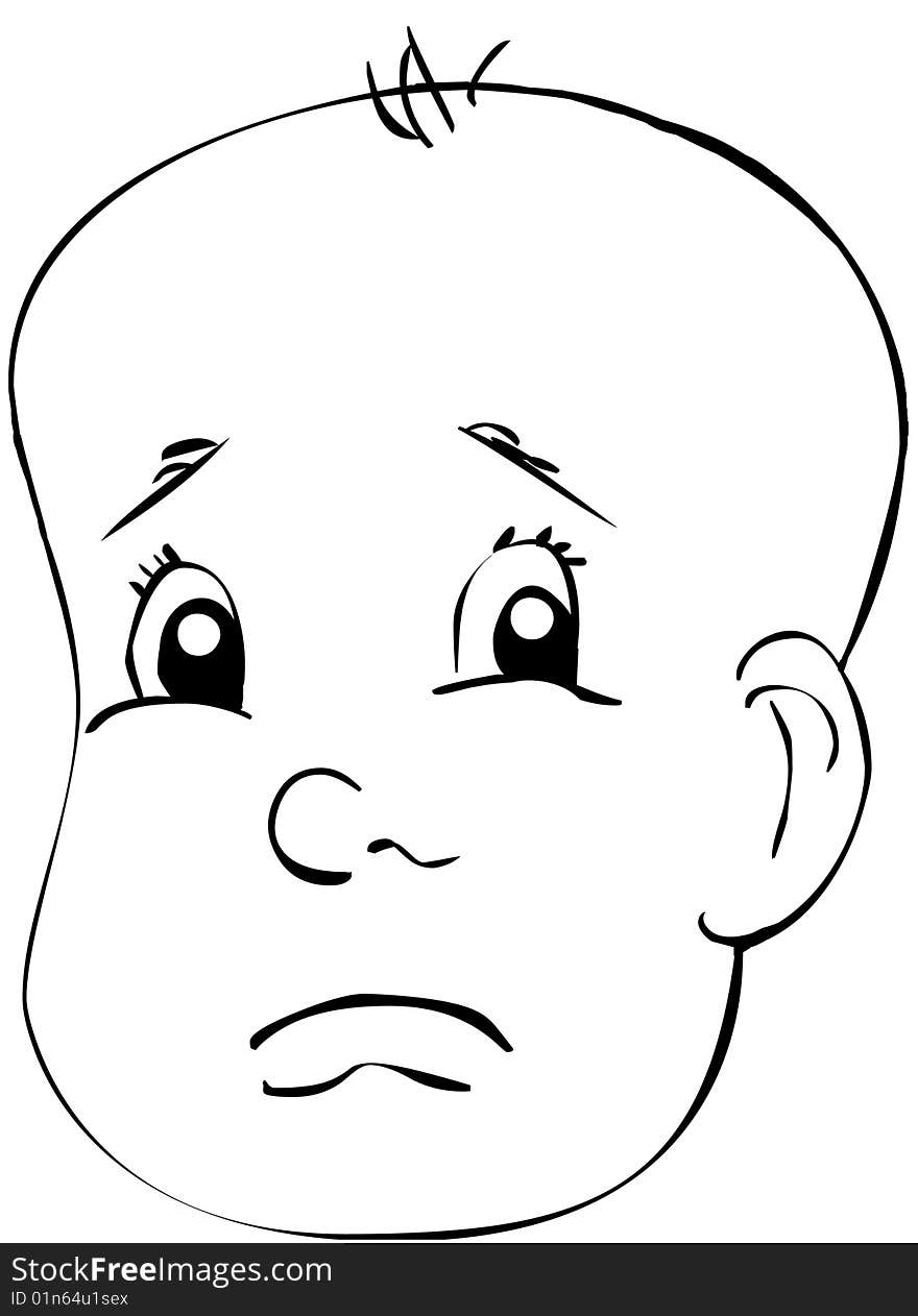 A drawing of a sad baby. A drawing of a sad baby.