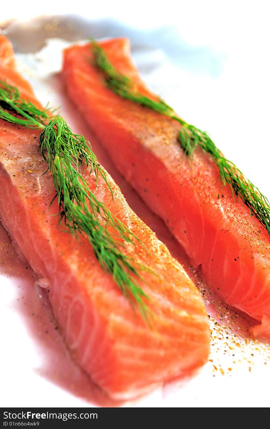 Raw salmon flesh