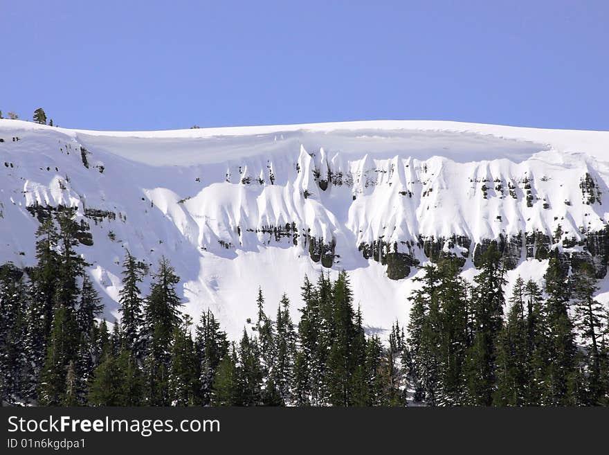 Winter mountain scene with river. Winter mountain scene with river