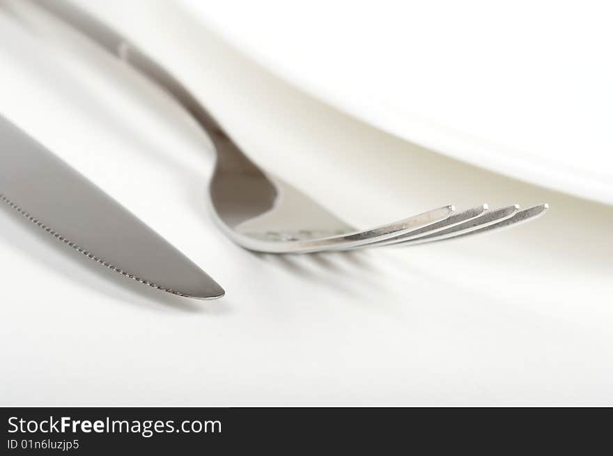 Plate, fork and knife