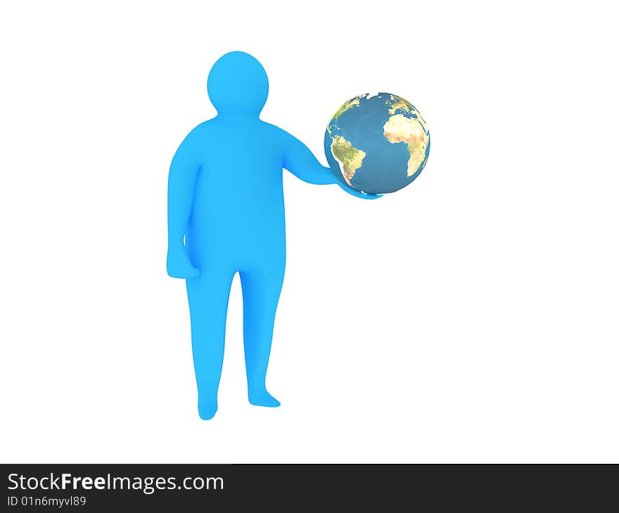 3d abstract person with map from http://visibleearth.nasa.gov/