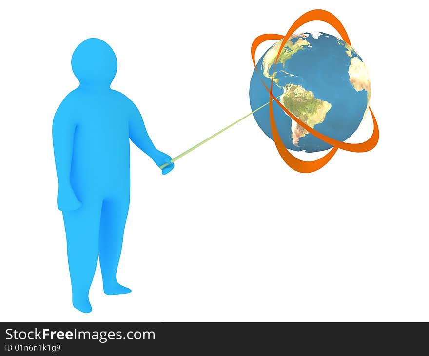 3d abstract person with map from http://visibleearth.nasa.gov/