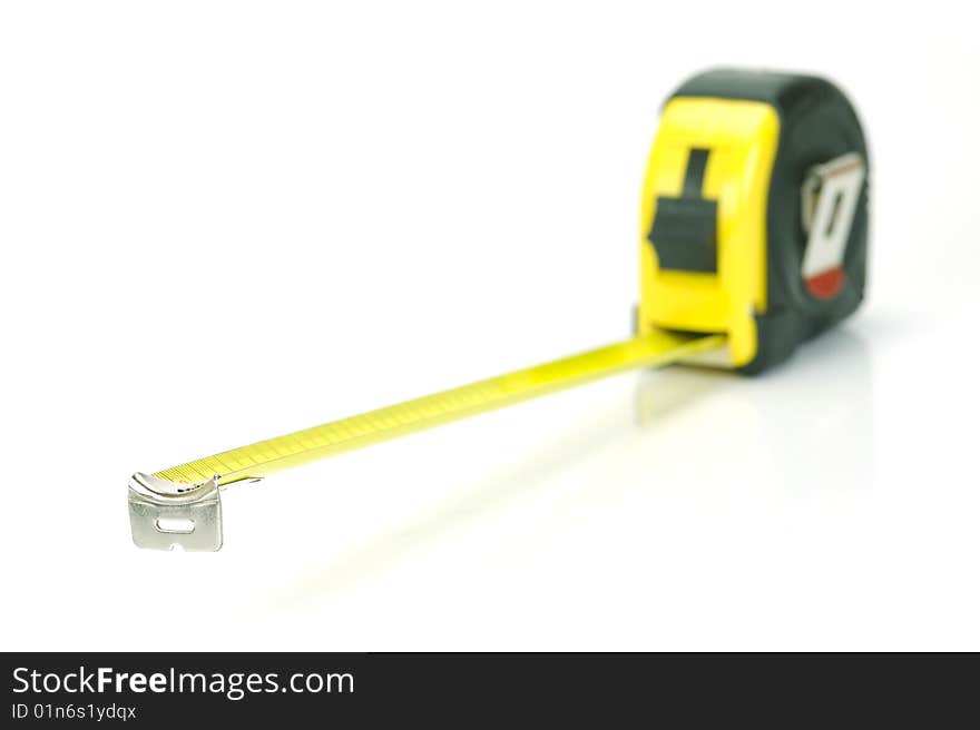 A measuring tape isolated against a white background