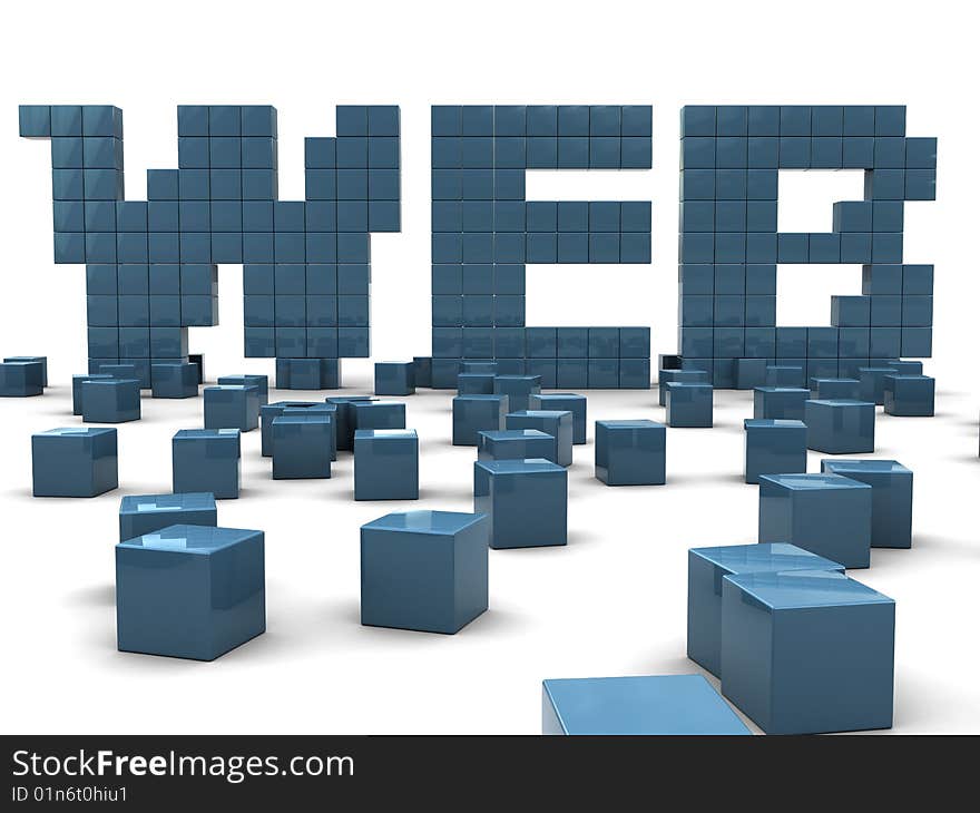 3d illustration of 'web' sign built from blocks. 3d illustration of 'web' sign built from blocks