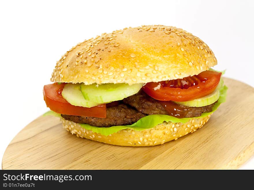 Hamburger With Lettuce,cheddar,tomato