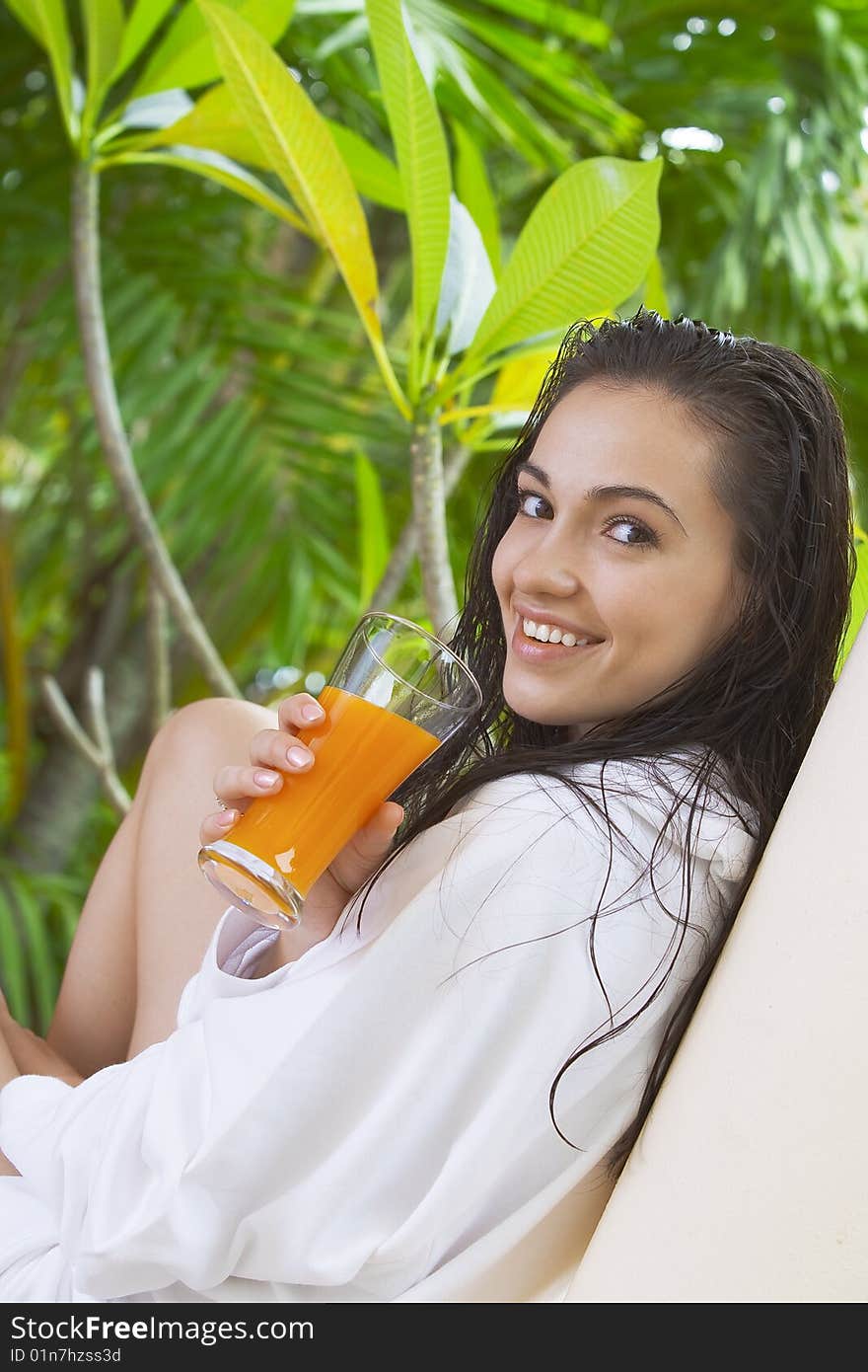 Portrait of young pretty woman in summer environment. Portrait of young pretty woman in summer environment