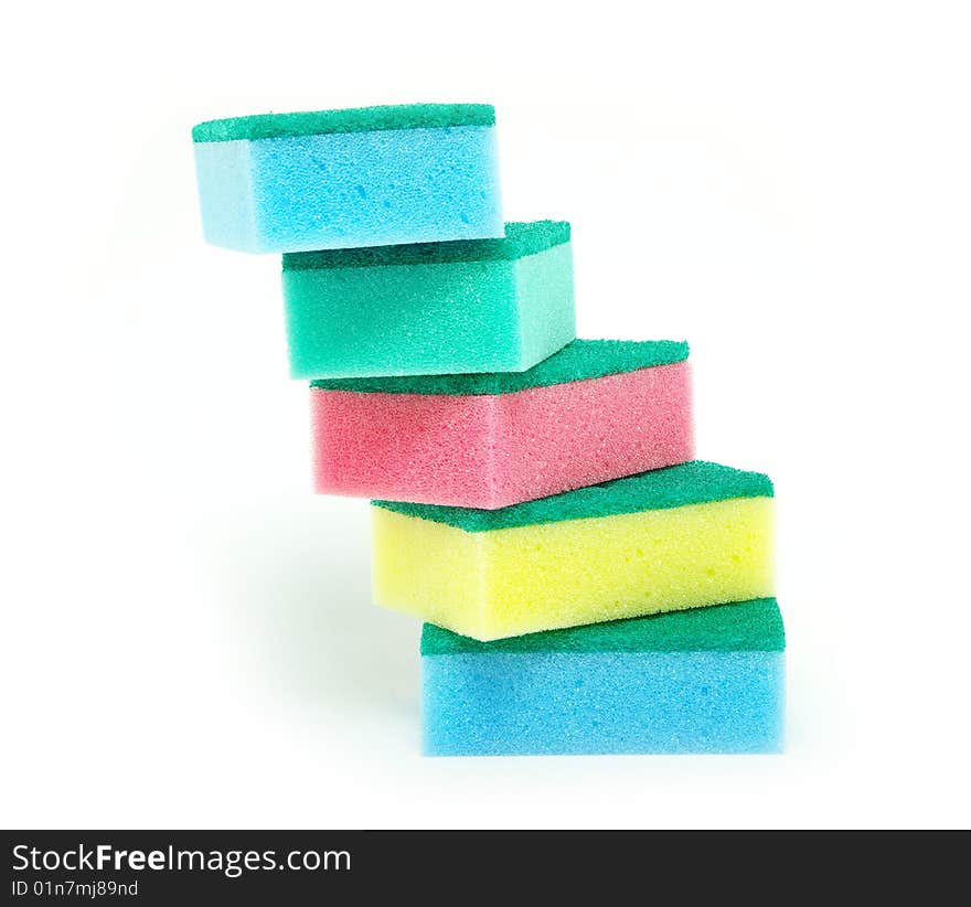 Kitchen sponges isolated on a white background