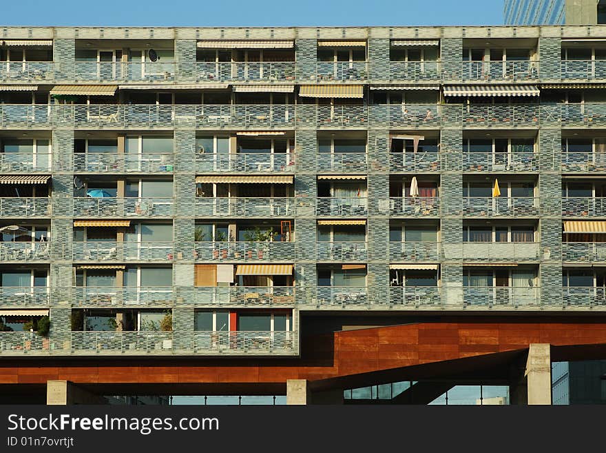 Building with modern flats with balconies. Building with modern flats with balconies