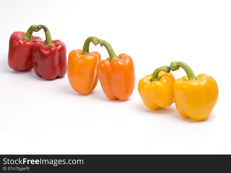 Sweet peppers. Colorful peppers isolated on white. Sweet peppers. Colorful peppers isolated on white.