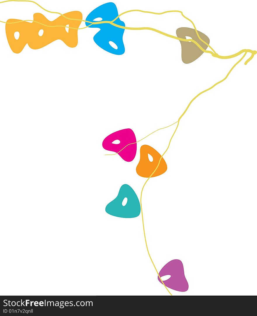 Multi-coloured hearts on a branch, cheerful shades. Multi-coloured hearts on a branch, cheerful shades