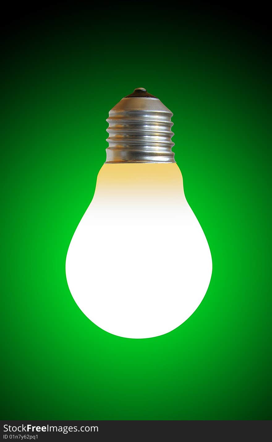 Lighting lamp on a green background. Lighting lamp on a green background