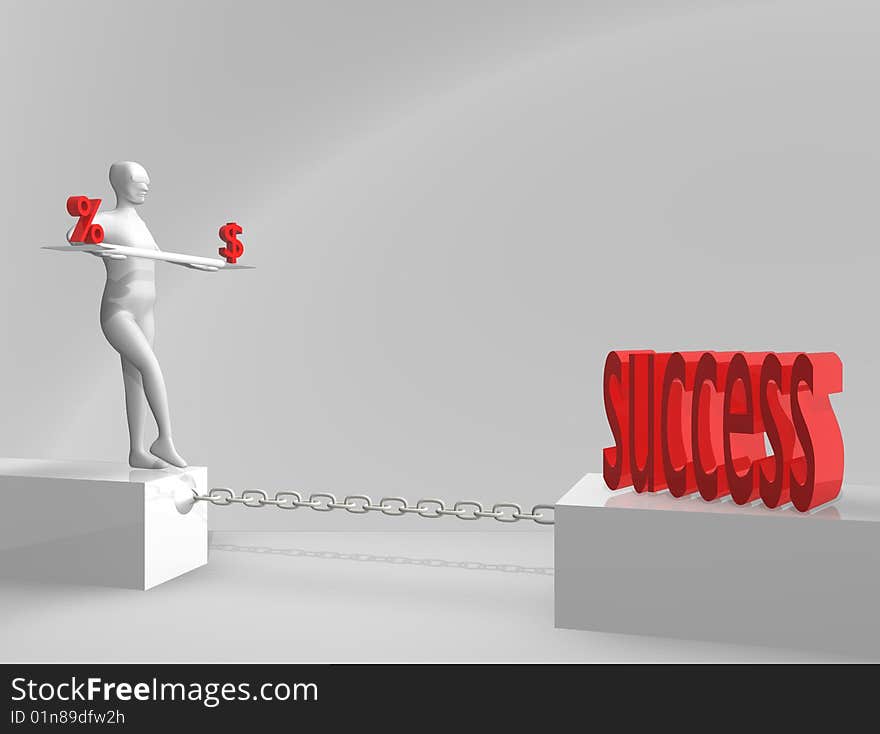 3d concept of reaching people who work, success. 3d concept of reaching people who work, success