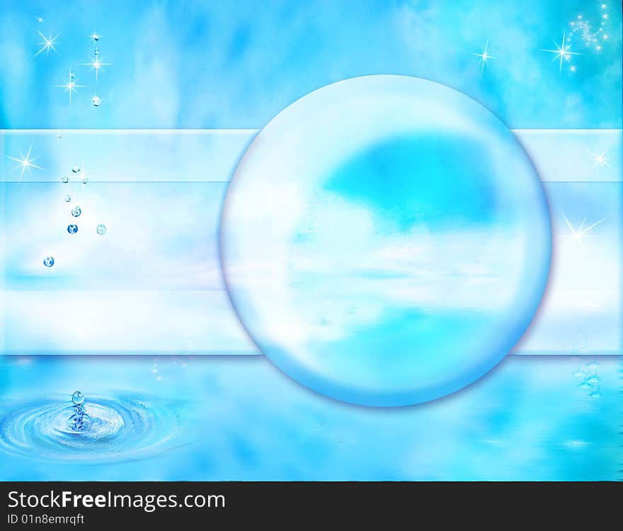 Pacifying aquatic background with splash and sparkling drops