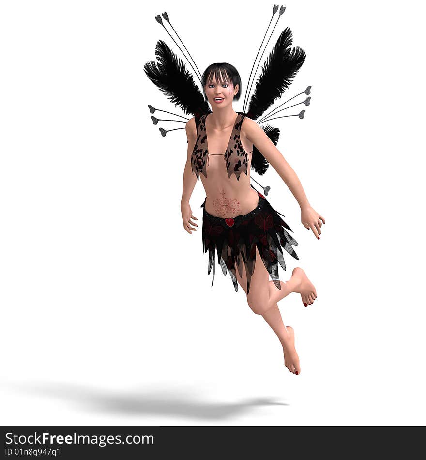 Young fearie with faethery wings and clipping path over white. Young fearie with faethery wings and clipping path over white