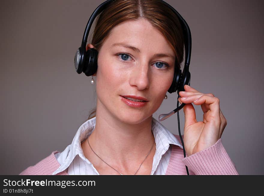 Young woman in a call-center