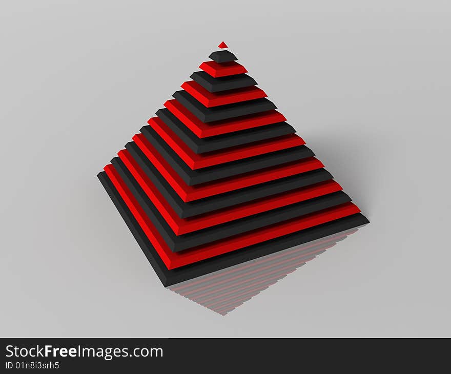 3d generated illustration of layered color pyramid