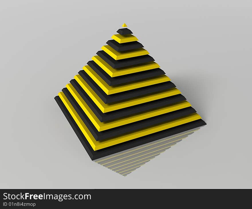 3d generated illustration of layered color pyramid