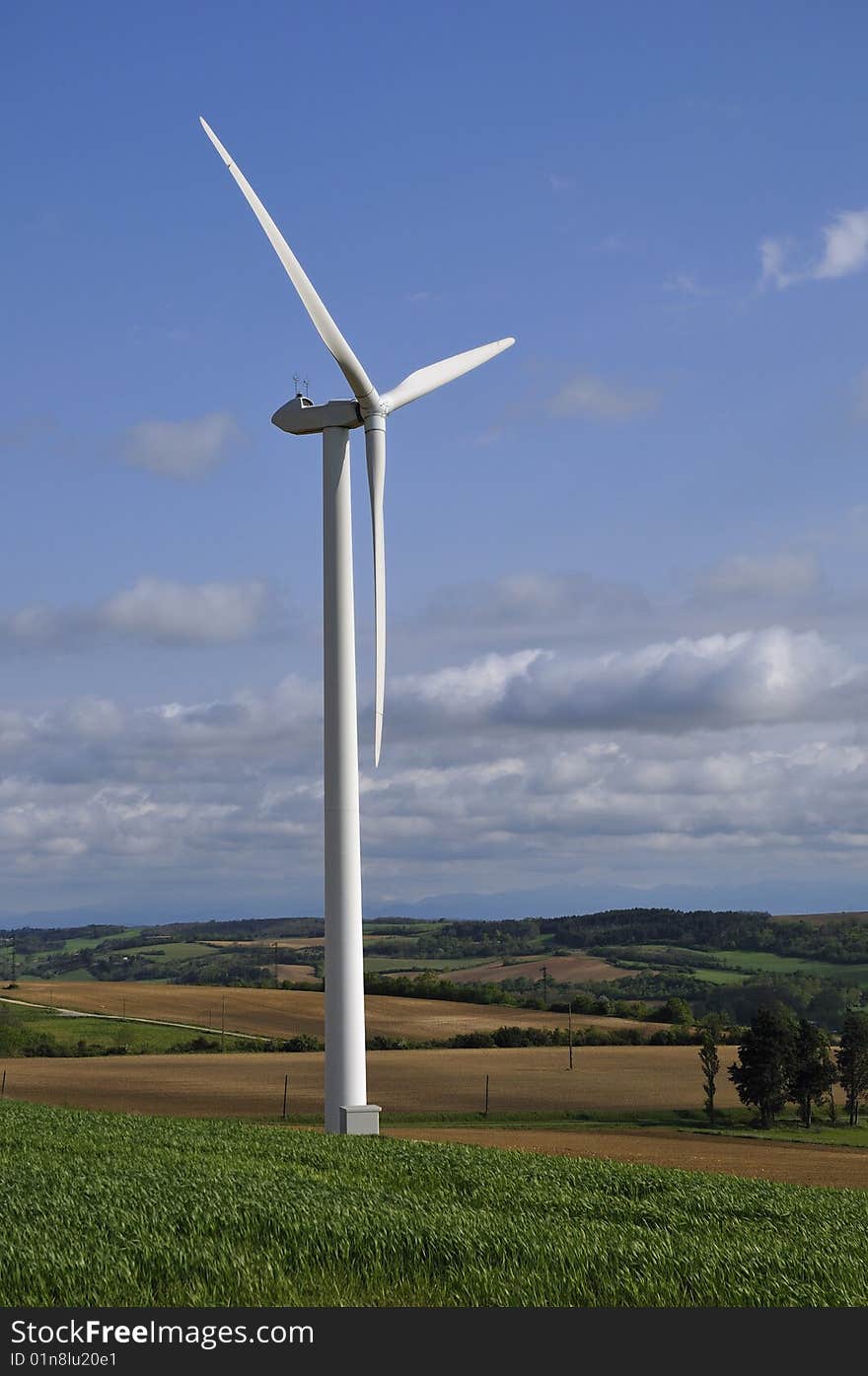 Wind power in field, south of France