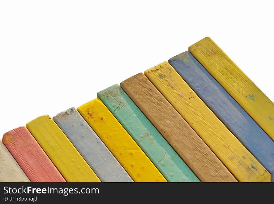 A row of pastel chalk in bright Colours. A row of pastel chalk in bright Colours