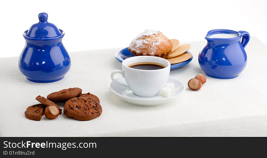 Healthy breakfast - milk and pastry