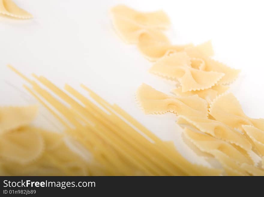 Italian pasta collection on the white background