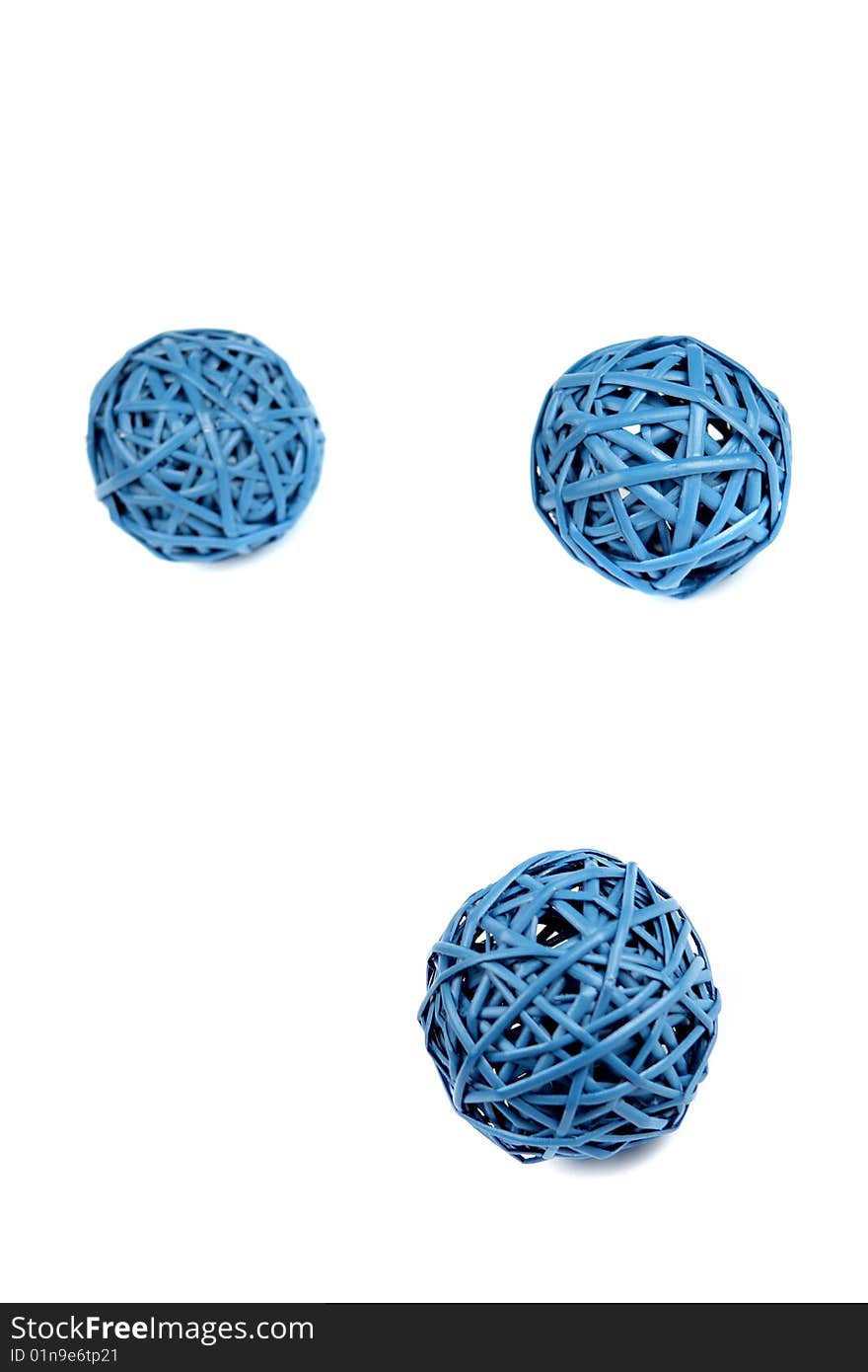 Three Network Blue Round Straws On White