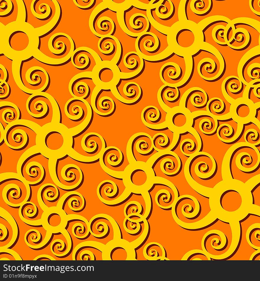 Vector illustration of Seamless Orange Whirl Pattern