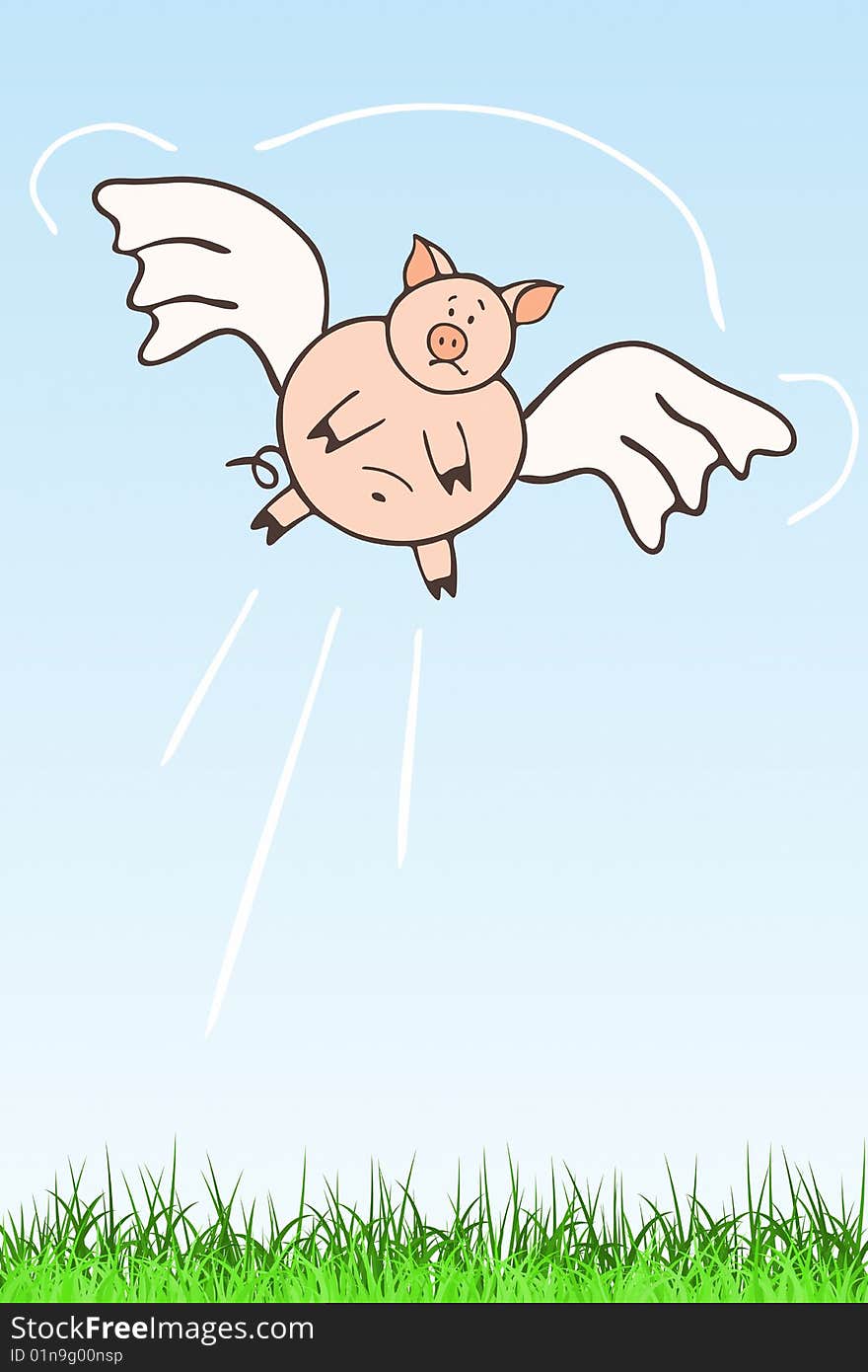 Vector illustration of Flying Hog