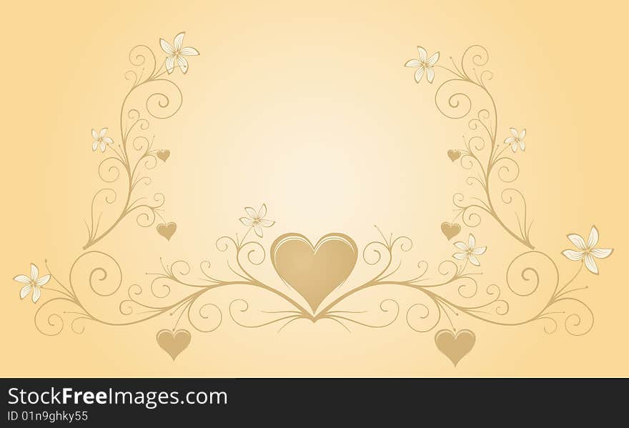 Design background with flowers and hearts. Design background with flowers and hearts